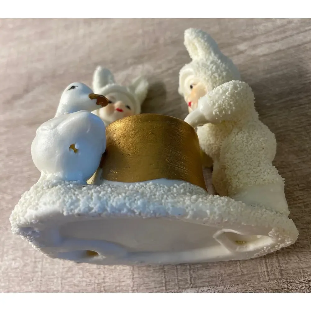 Vintage Department 56 Ceramic Snow Babies Duck Goose Candlestick Holder